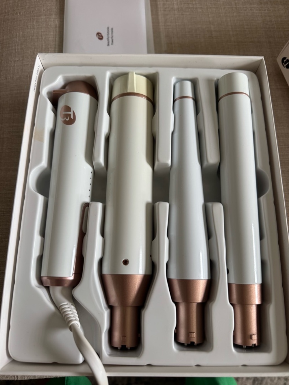 T3 curling set - 3-in-1 White & Rose Gold Styling Wand Set